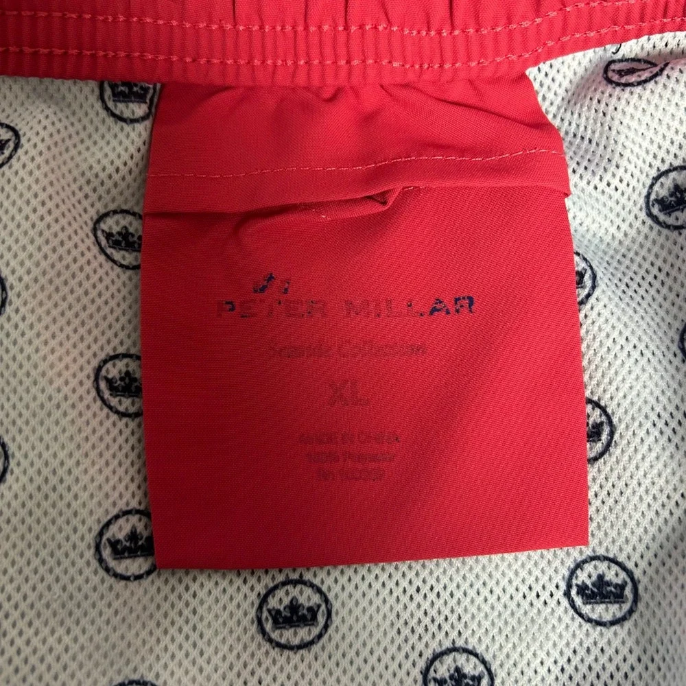 Peter Millar Swim Trunks Mens XL Navy‎ Blue Cocktail Glass Print Seaside Board